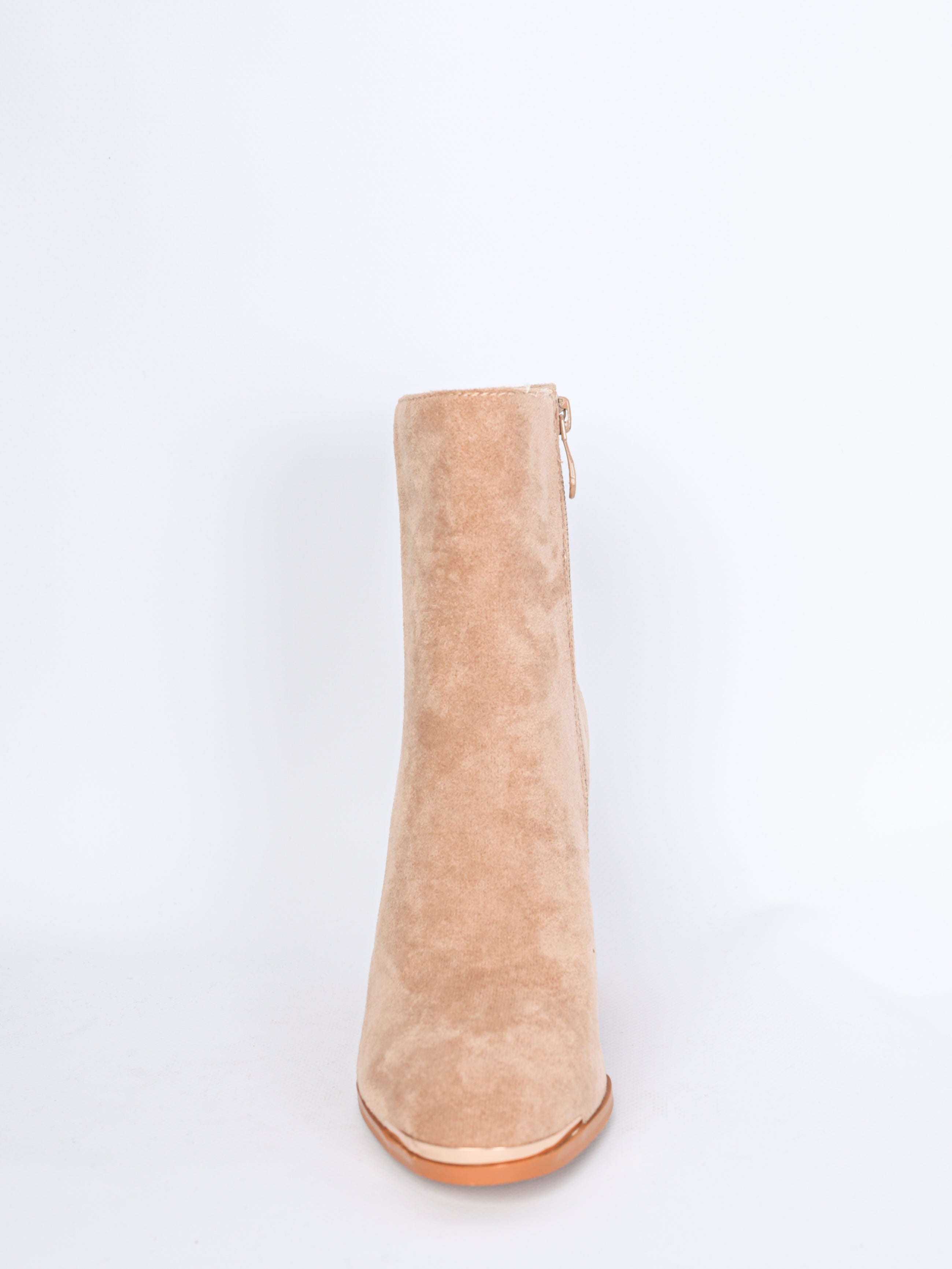 Imitation suede boots with gold detail
