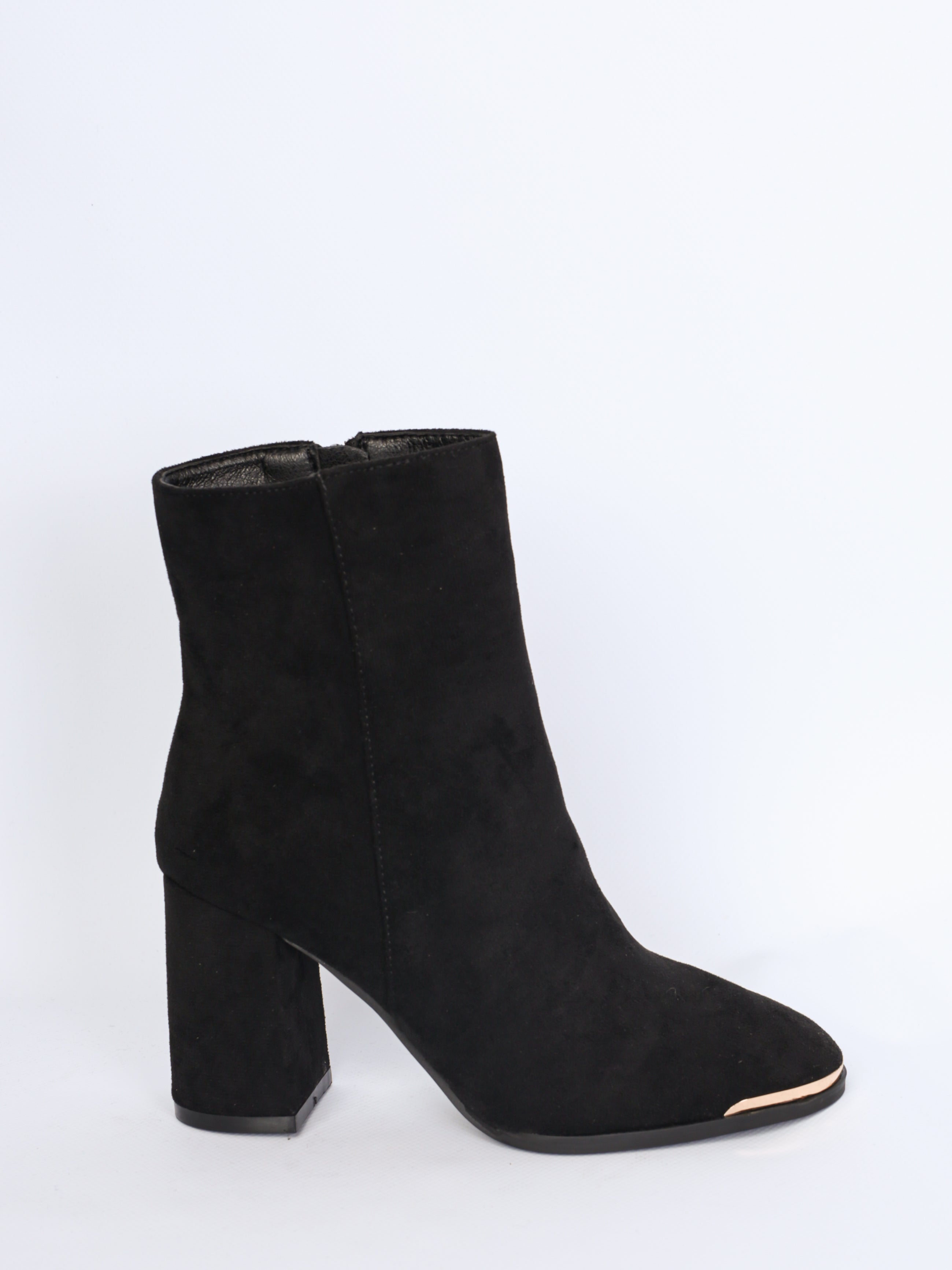 Imitation suede boots with gold detail