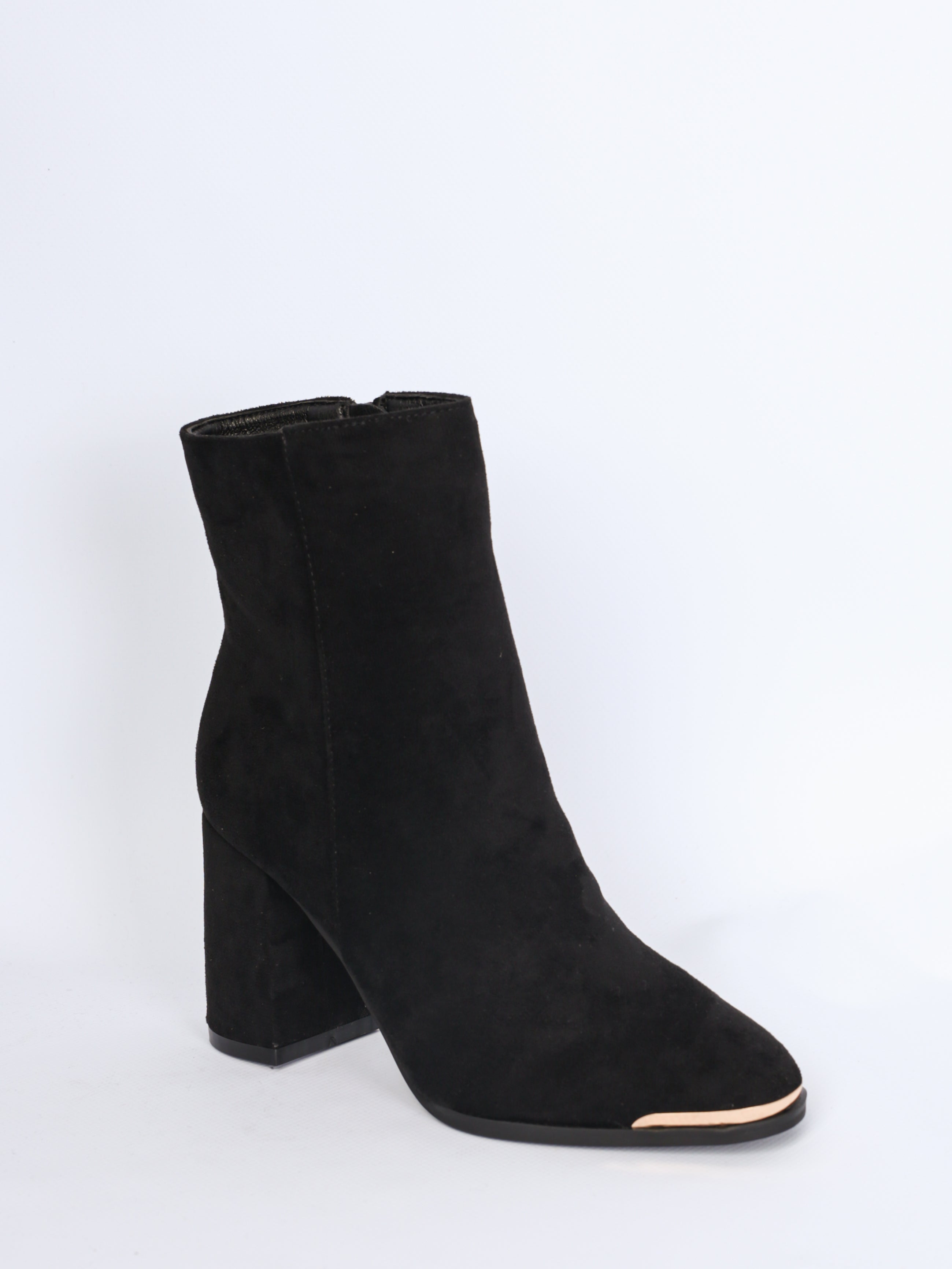 Imitation suede boots with gold detail