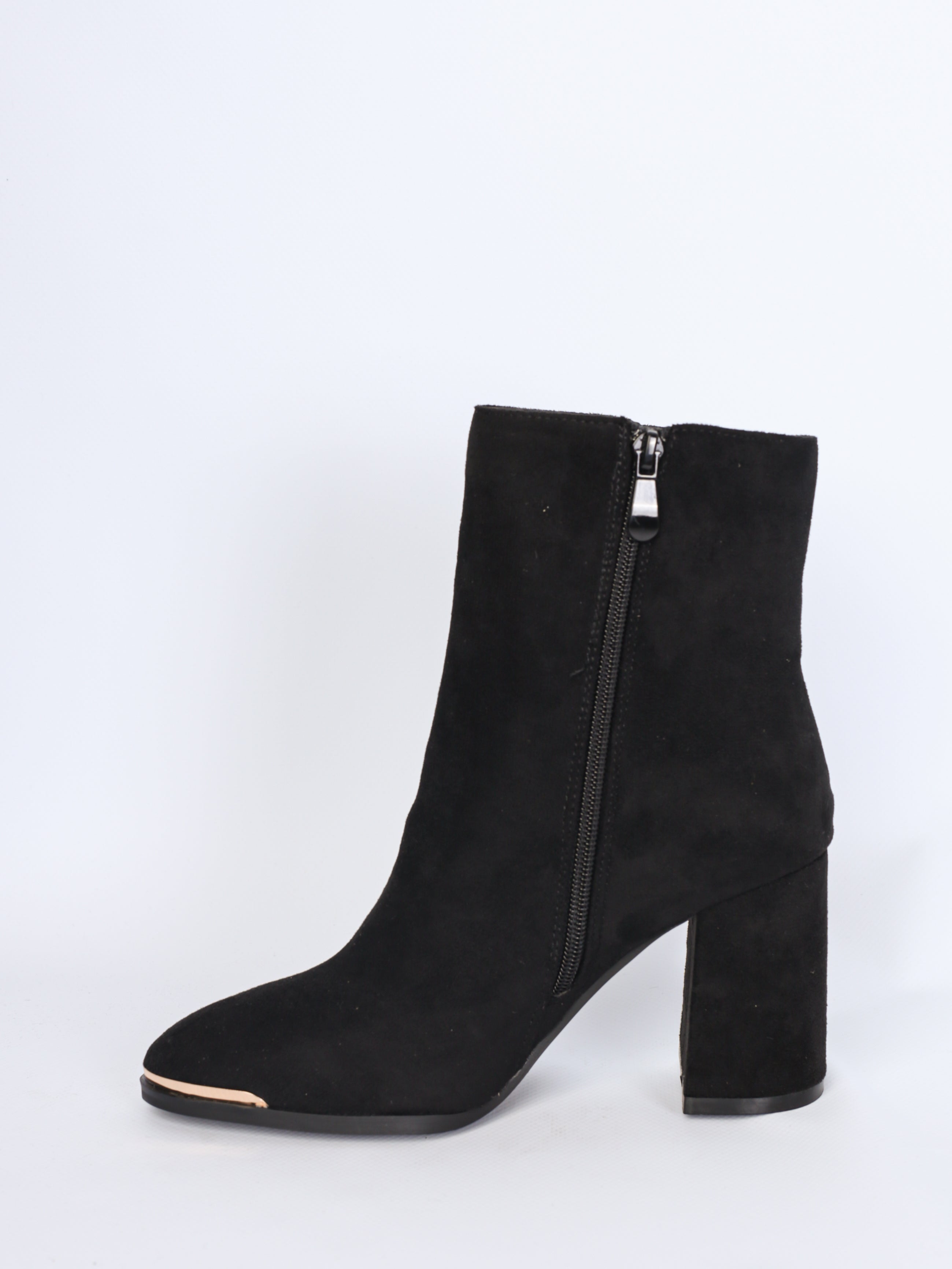 Imitation suede boots with gold detail