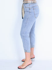Karostar jeans with animal print belt