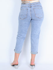 Karostar jeans with animal print belt