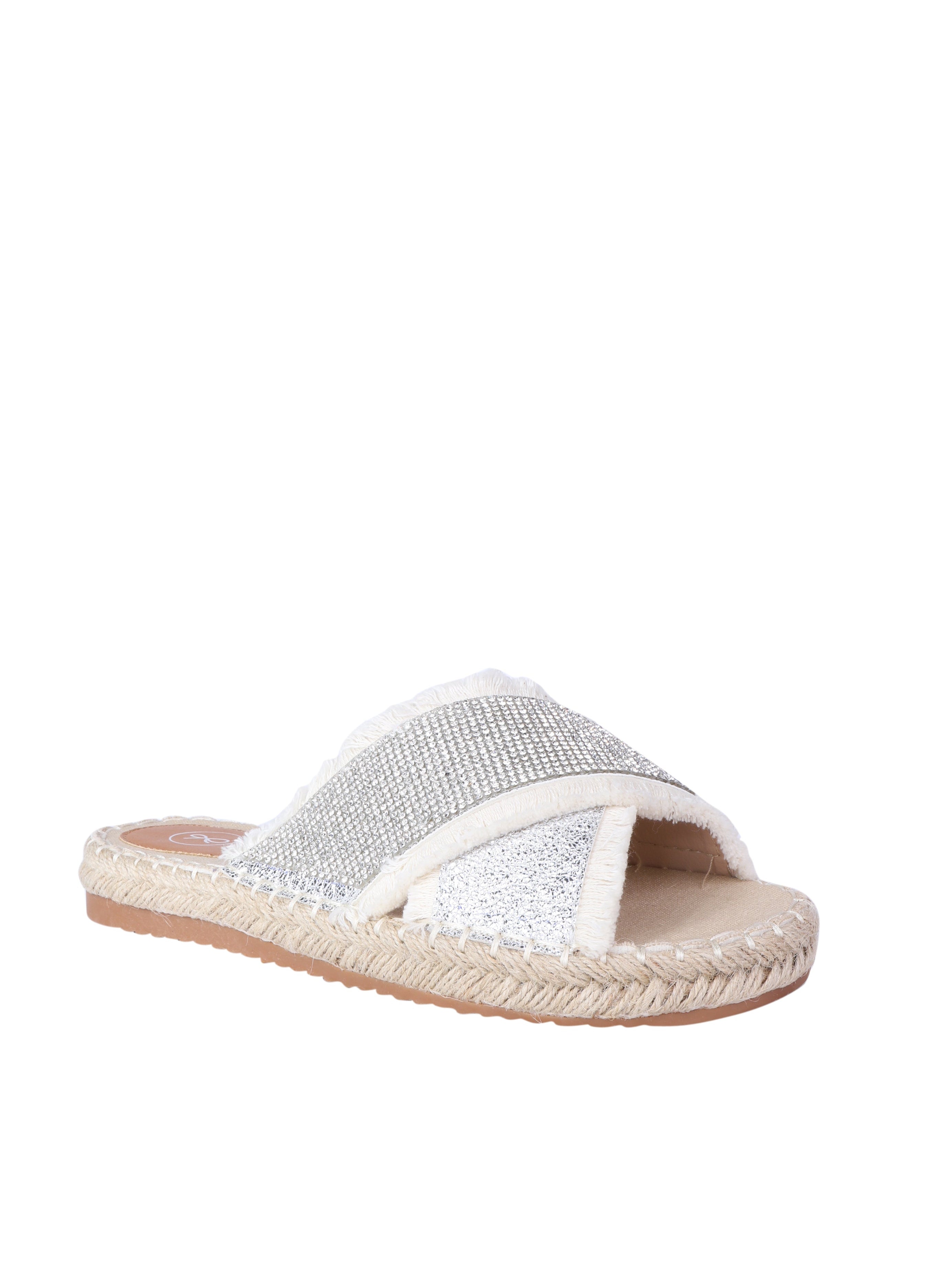 Criss cross espadrilles sandals with bling