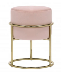 Small pink stool with gold legs 30 x 30 x 40 cm