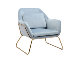 Light blue armchair with gold legs 76 × 79 × 60 cm