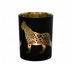 tea light holder glass jaguar black large