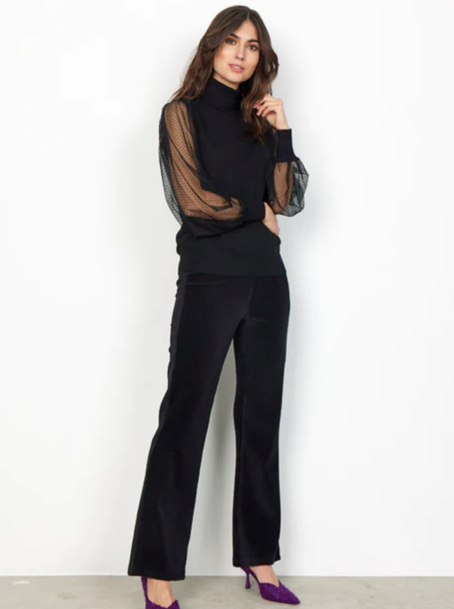 Soyaconcept velor black stretch trousers with width 