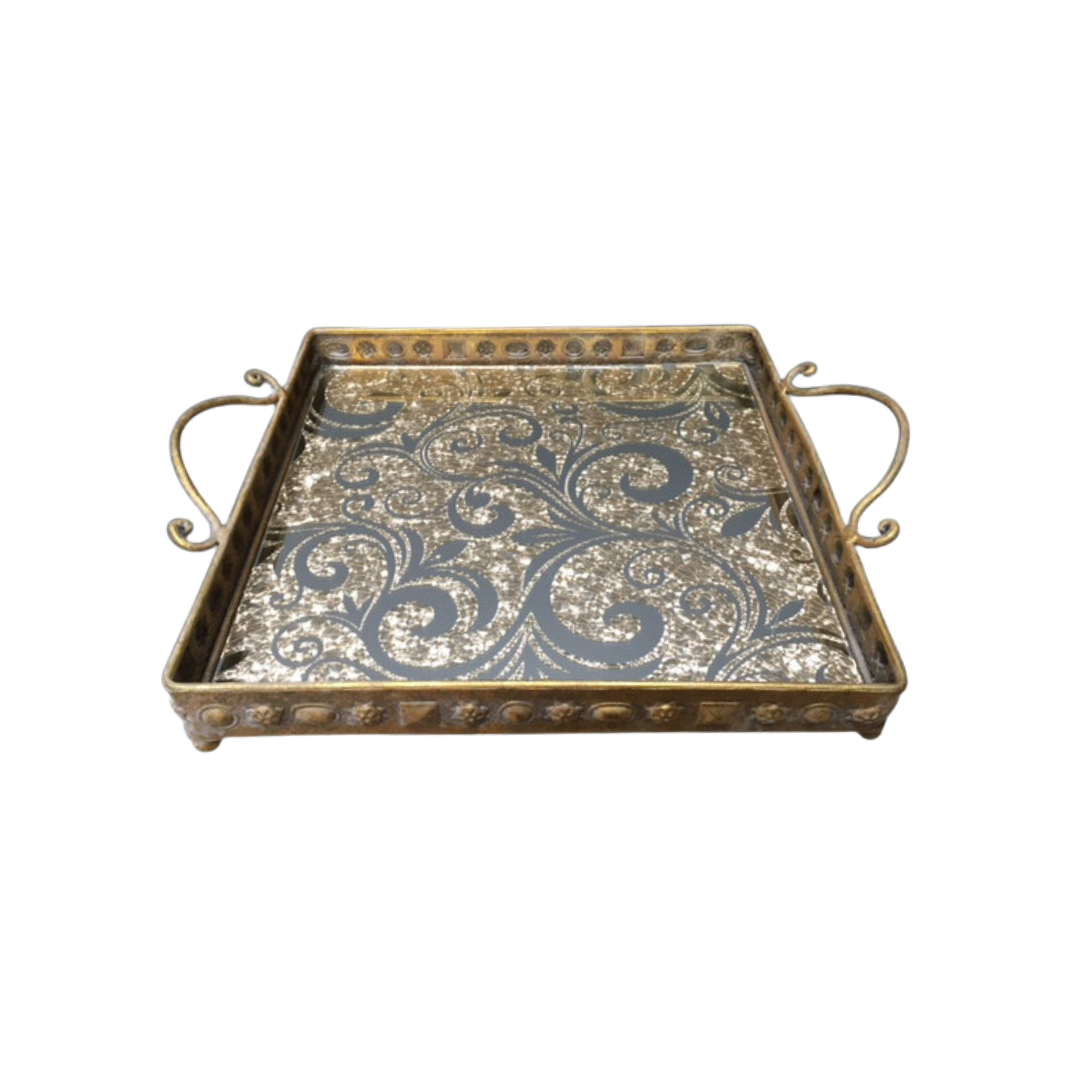 Gold tray with decoration