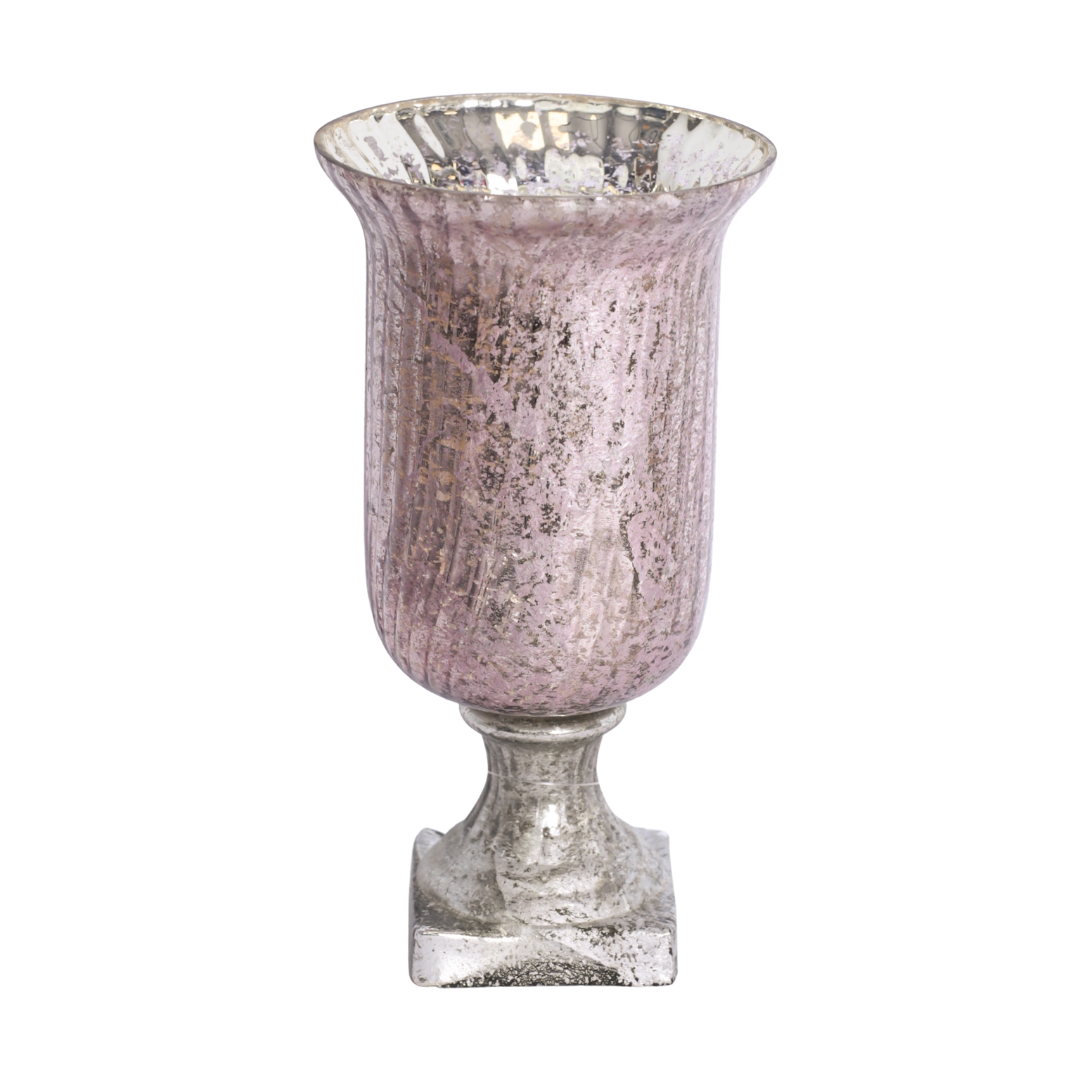 Windlight antique silver pink 13x13x25 cm