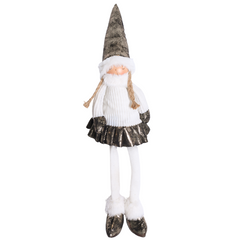 Santa girl with gold skirt white 15x14xH53cm