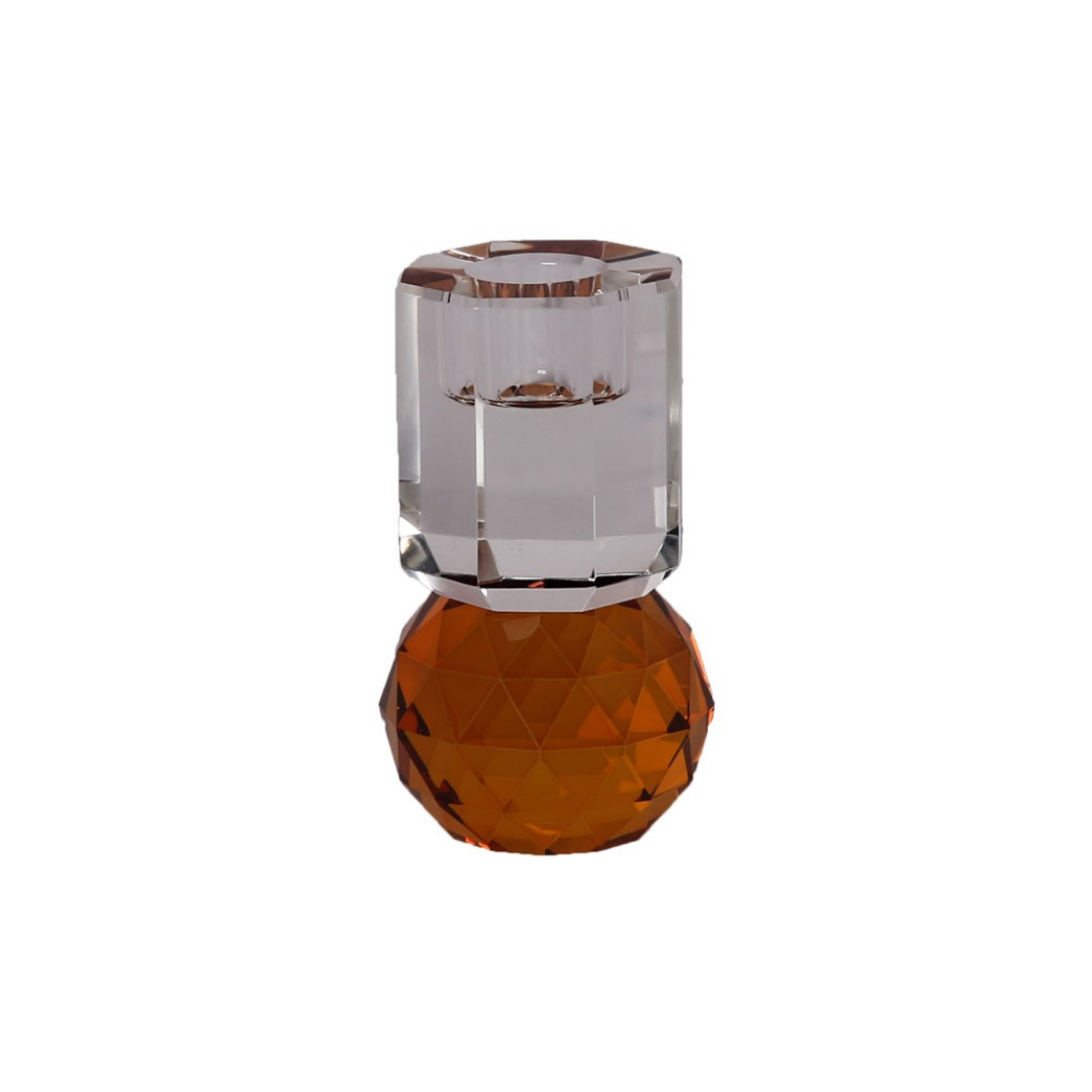 Crystal stand, amber/clear, 10.5x6x6 cm