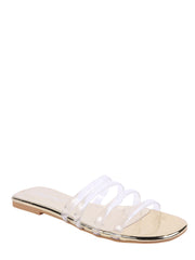 Gold sandals with transparent straps