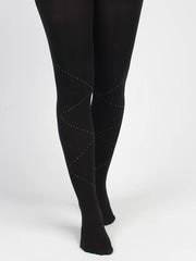 Abia - Sorte Nylonstrømper Med Sorte Sten - Krone 1