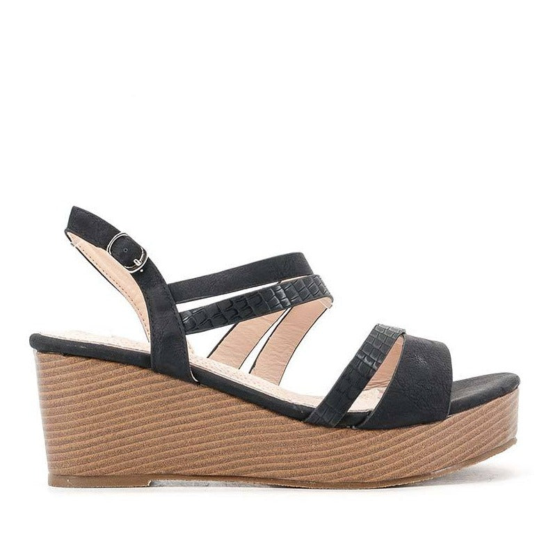 Crown 1 - Wedge heel sandals (large sizes) black