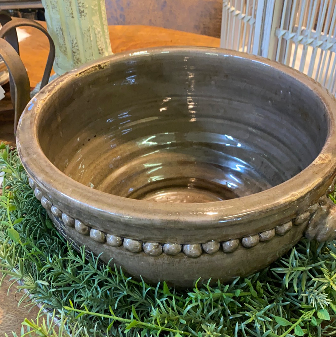 Large porcelain bowl with crown decoration D30cm H18cm