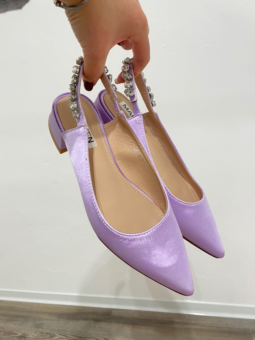Flat ballerina with slingback &amp; bling