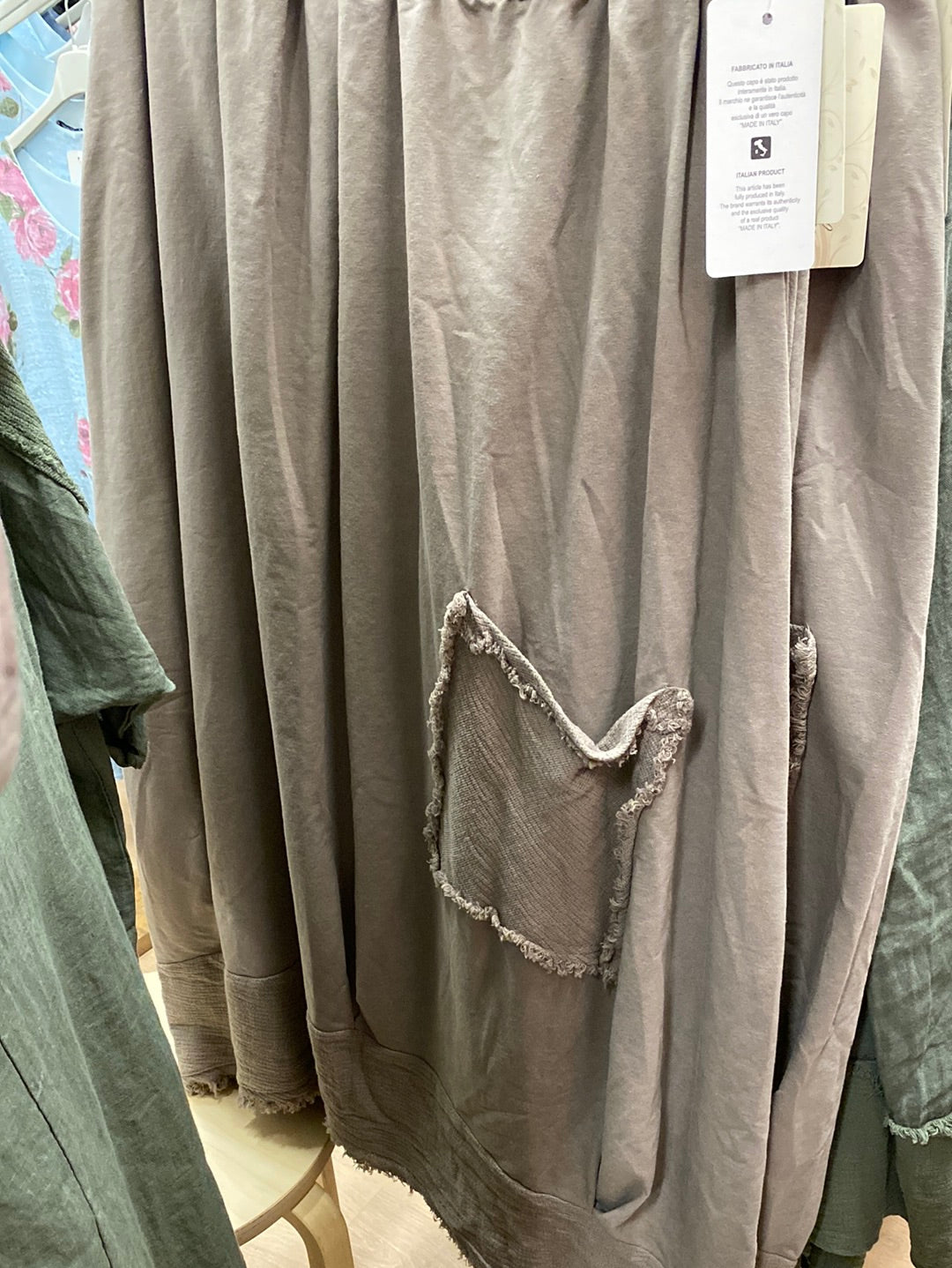 Bomuld nederdel flosset taupe - Str. 38-48