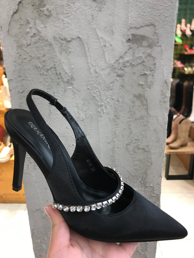 Stilettos with point and bling black