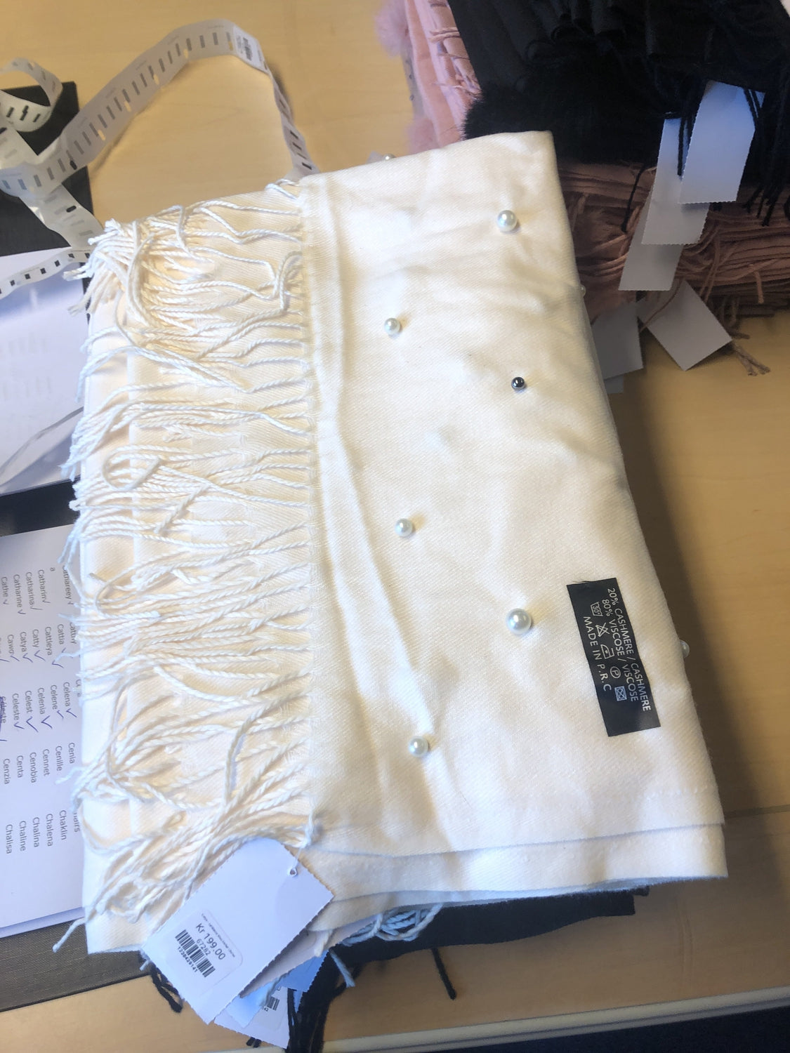 Celya - Scarf With Beads Army Green