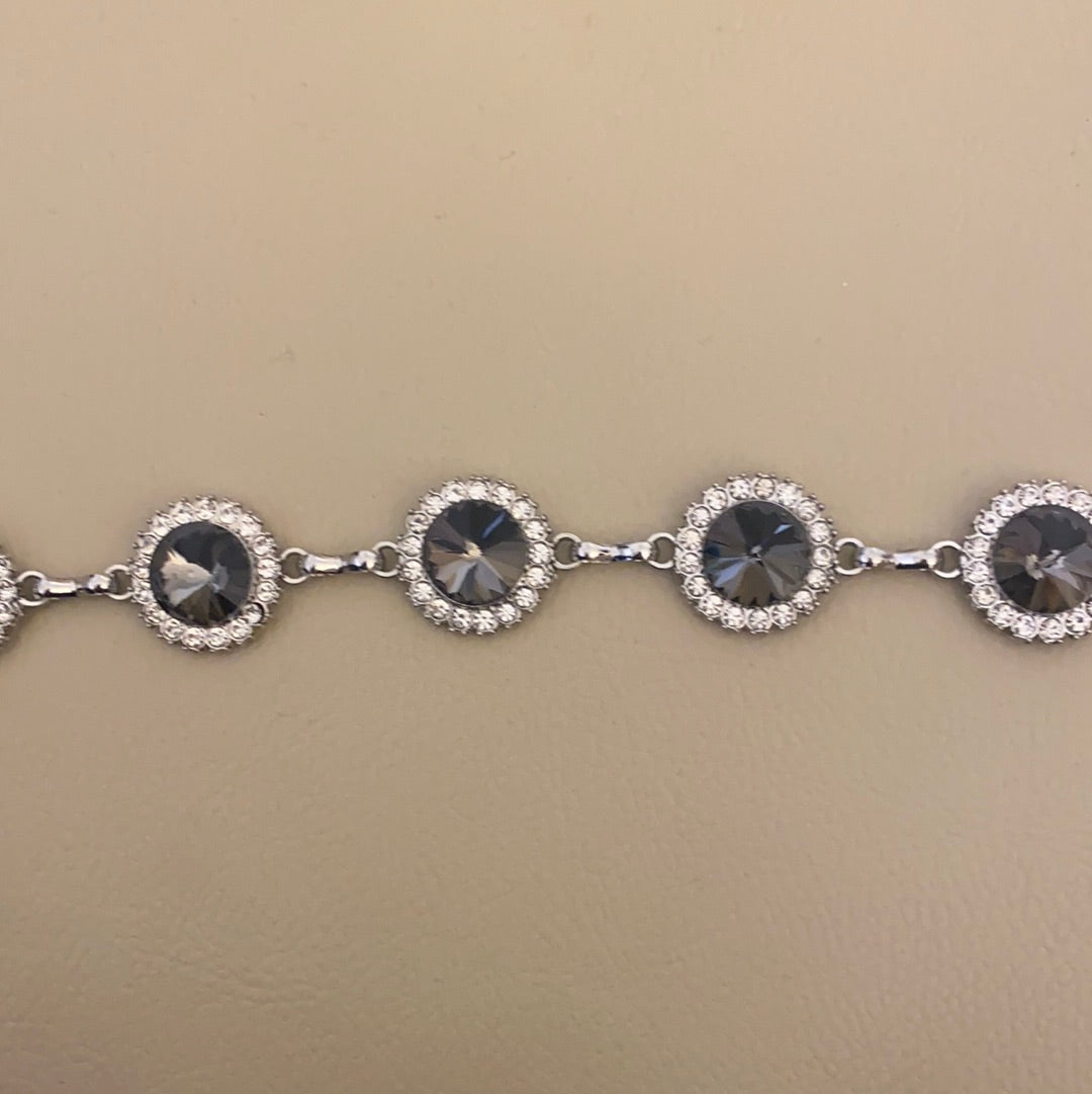 Bling chain belt with gray stones