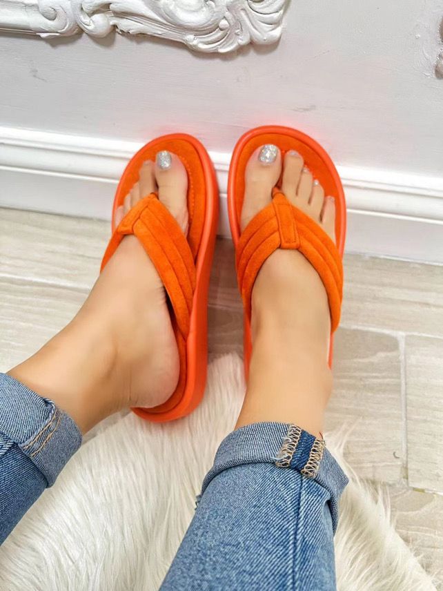 Imitation suede sandals with toe strap