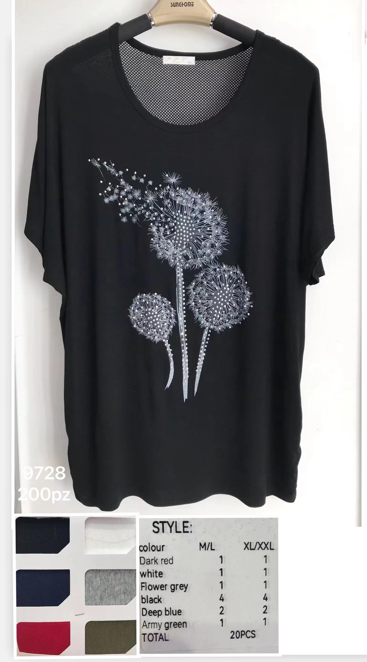 T-shirt with flowers and seeds