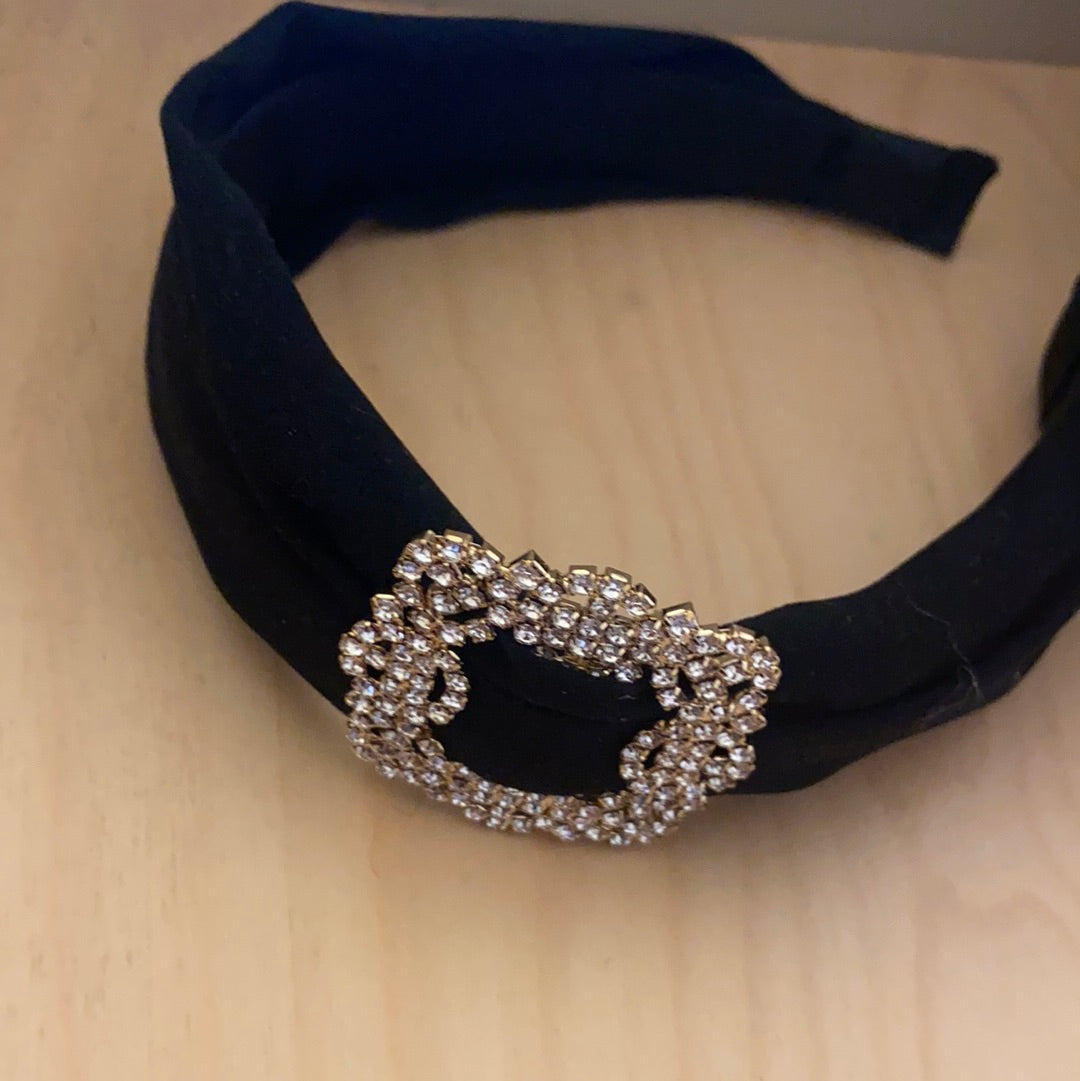 Black headband with bling brooch