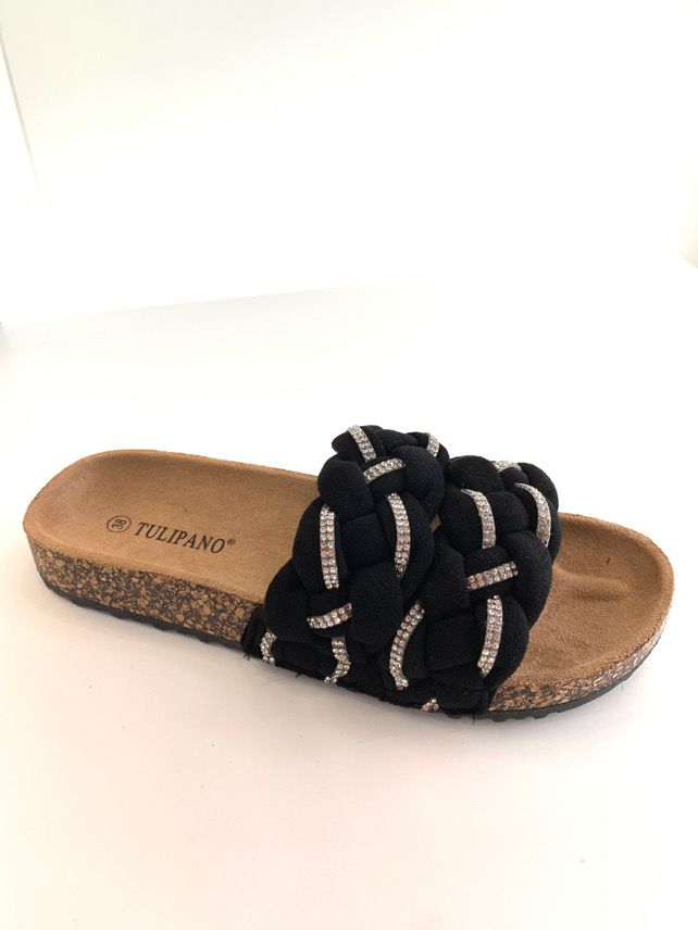 Sandals with braided detail and bling