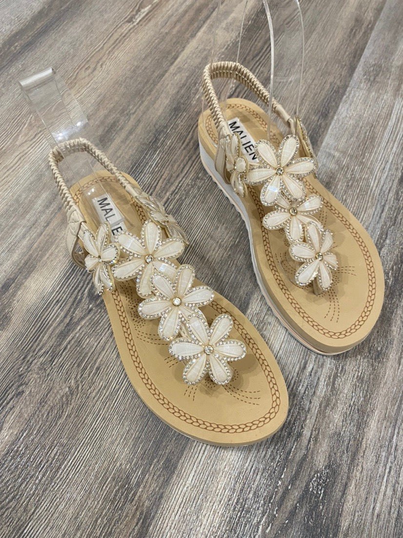 Sandal with floral bling and toe strap