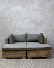 Lazice Lounge, Sofa two split, Gray Cushions, Weatherproof wicker