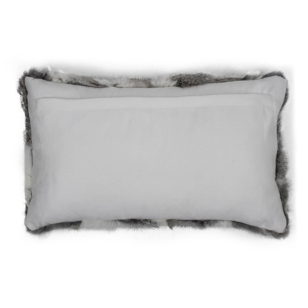 Gray rabbit fur oblong pillow 30x50cm