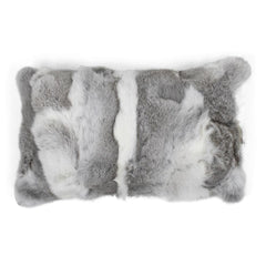 Gray rabbit fur oblong pillow 30x50cm