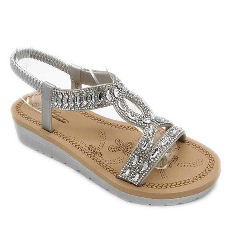 Crown 1 - Sandals with soft bottom bling silver