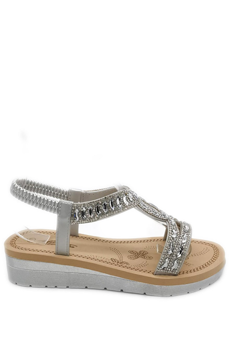 Crown 1 - Sandals with soft bottom bling silver