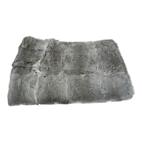 Gray plaid in rabbit fur 130x180cm