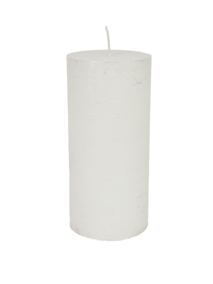 Mother of pearl white block candle 7x15cm